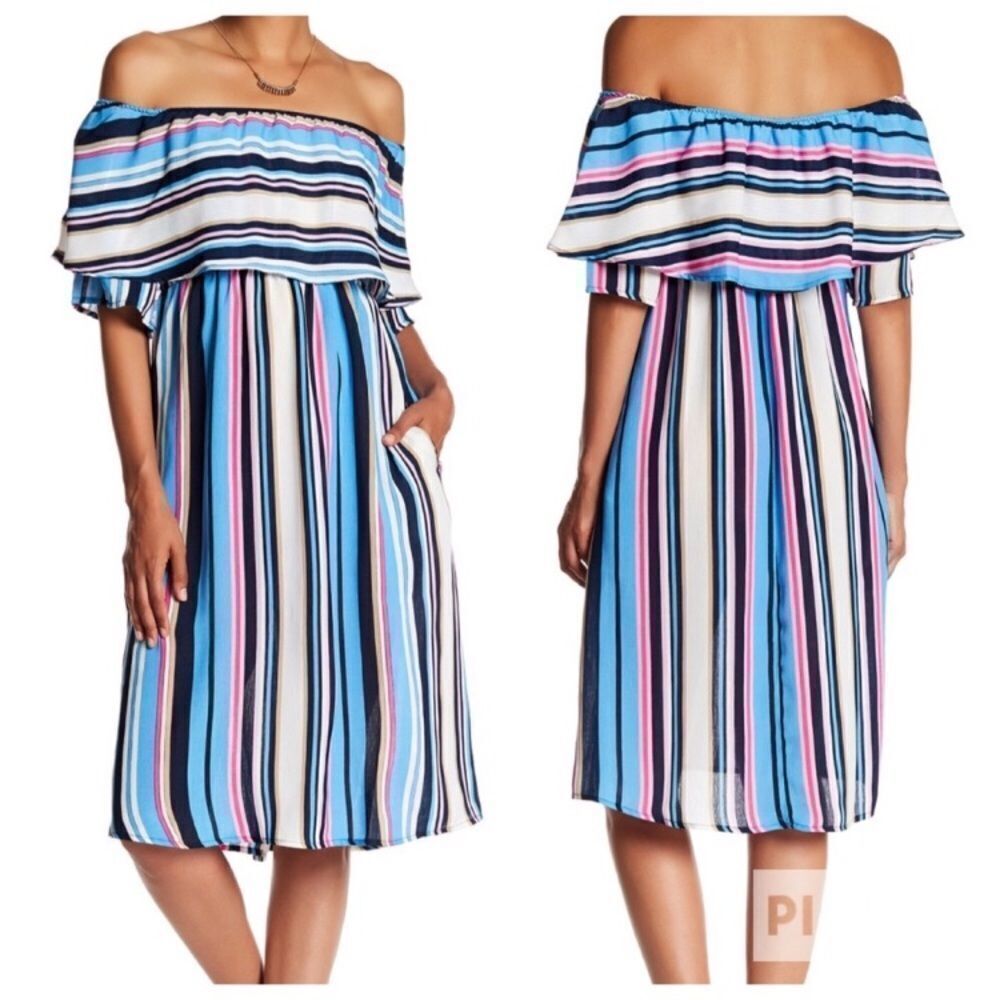 Spirit of Grace Striped Off The Shoulder Dress Size S NWT